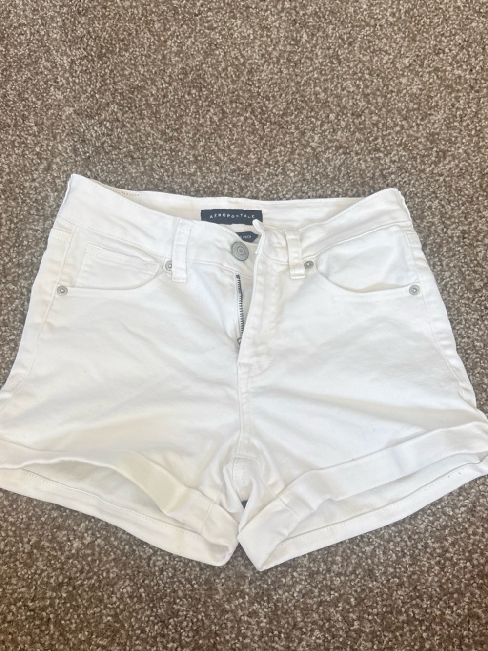 Aeropostale White Denim Roll-Cuff Women's Shorts